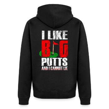 Lustiger Golfer Spruch - Unisex Premium Bio Zip Hoodie - Schwarz - Hinten - Nico (187cm)