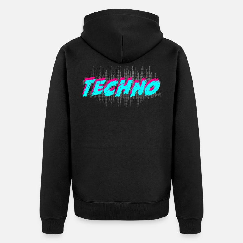 Techno - Unisex Premium Bio Zip Hoodie - Schwarz
