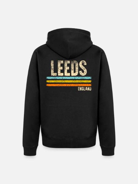 Leeds England - Unisex Premium Organic Zip Hoodie - black