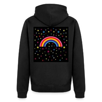 12 rainbow starry sky - Unisex Premium Organic Zip Hoodie - black - Back - Nico (187cm)