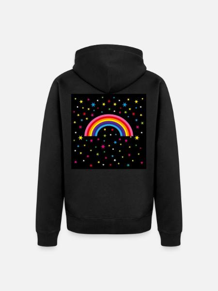12 rainbow starry sky - Unisex Premium Organic Zip Hoodie - black