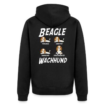 Beagle Wachhund - Unisex Premium Bio Zip Hoodie - Schwarz - Hinten - Nico (187cm)