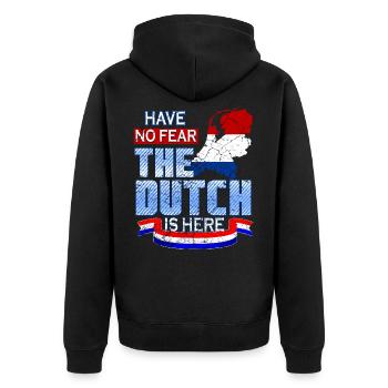 Dutch Dutch Funny - Unisex Premium Organic Zip Hoodie - black - Back - Nico (187cm)