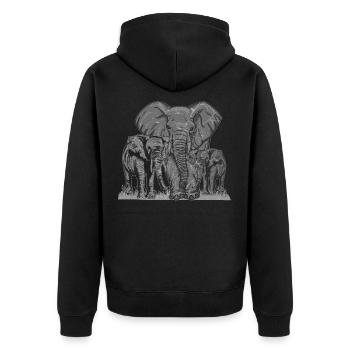 Elefanten Familie - Unisex Premium Bio Zip Hoodie - Schwarz - Hinten - Nico (187cm)