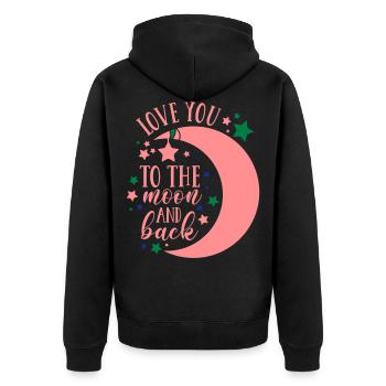 Love you to the moon and back - Unisex Premium Organic Zip Hoodie - black - Back - Nico (187cm)