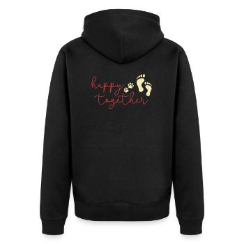 Happy Together, Hund und Mensch - Unisex Premium Bio Zip Hoodie - Schwarz - Hinten - Nico (187cm)