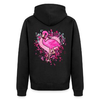 Flamant rose - Veste à capuche bio Premium Unisexe - noir - Dos - Nico (187cm)