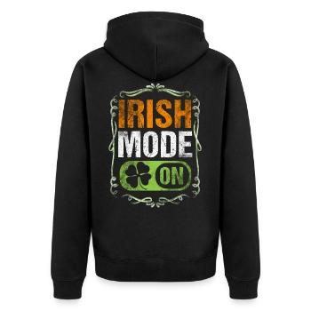 Irish Mode On - Unisex Premium Organic Zip Hoodie - black - Back - Nico (187cm)