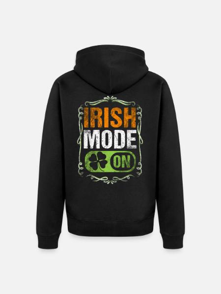 Irish Mode On - Unisex Premium Bio Zip Hoodie - Schwarz