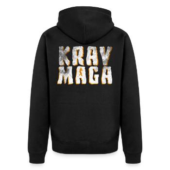 Krav Maga - Unisex Premium Bio Zip Hoodie - Schwarz - Hinten - Nico (187cm)