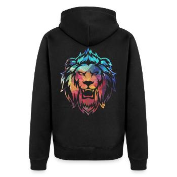Roaring colorful lion - Unisex Premium Organic Zip Hoodie - black - Back - Nico (187cm)
