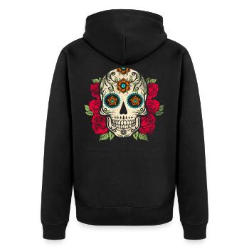 Jour des morts - crâne coloré avec des fleurs - Veste à capuche bio Premium Unisexe - noir - Dos - Nico (187cm)