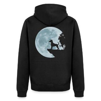 Jack Russell Terrier dog full moon Jacki gift - Unisex Premium Organic Zip Hoodie - black - Back - Nico (187cm)