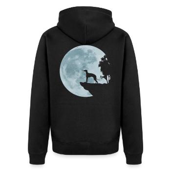 Whippet Greyhound Galgo Podenco Gift - Unisex Premium Organic Zip Hoodie - black - Back - Nico (187cm)