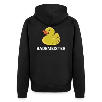 Bademeisterin Gummiente Rettungsschwimmer Geschenk - Unisex Premium Bio Zip Hoodie - Schwarz - Hinten - Nico (187cm)