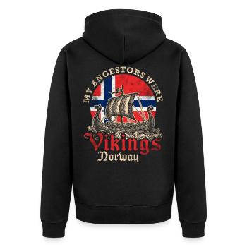 Norway Viking Ship - Unisex Premium Organic Zip Hoodie - black - Back - Nico (187cm)