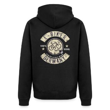 E-Biker E-Bike E bike Rentner Fahrrad Radfahrer - Unisex Premium Bio Zip Hoodie - Schwarz - Hinten - Nico (187cm)