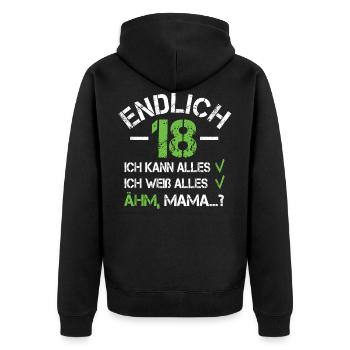 18 Geburtstag - Unisex Premium Bio Zip Hoodie - Schwarz - Hinten - Nico (187cm)