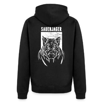 Jäger Jagd Drückjagd Treibjagd Jagdhund Geschenk - Unisex Premium Bio Zip Hoodie - Schwarz - Hinten - Nico (187cm)