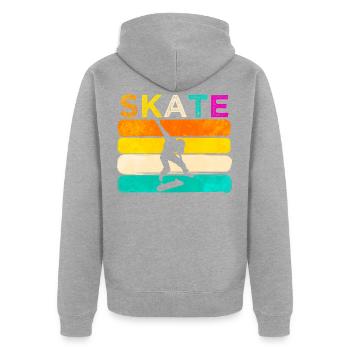 Skater - Unisex Premium Bio Zip Hoodie - Grau meliert - Hinten - Nico (187cm)