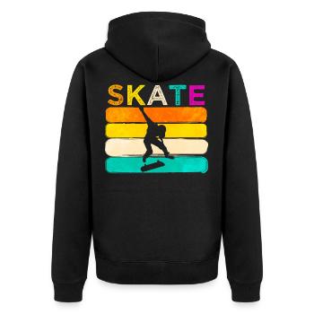 Skater - Unisex Premium Bio Zip Hoodie - Schwarz - Hinten - Nico (187cm)