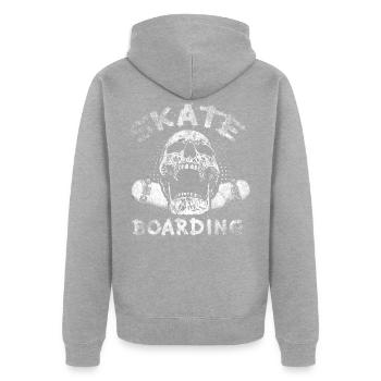 Skater - Unisex Premium Bio Zip Hoodie - Grau meliert - Hinten - Nico (187cm)