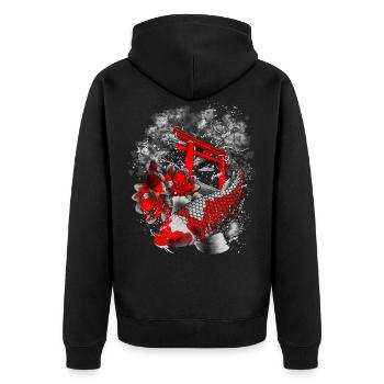 Asiatique Koi Geisha Japon - Veste à capuche bio Premium Unisexe - noir - Dos - Nico (187cm)