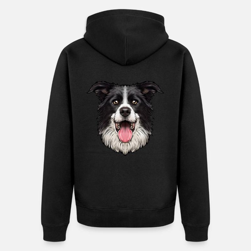 Border Collie Hund - Unisex Premium Bio Zip Hoodie - Schwarz
