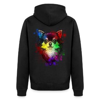 Portrait de chien Chihuahua - Veste à capuche bio Premium Unisexe - noir - Dos - Nico (187cm)