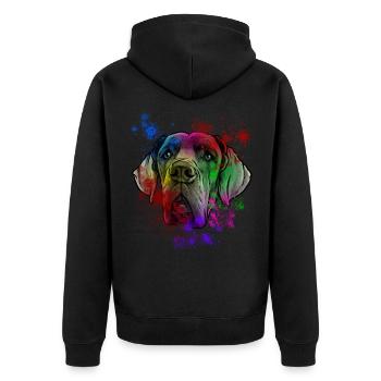 Deutsche Dogge Hund - Unisex Premium Bio Zip Hoodie - Schwarz - Hinten - Nico (187cm)