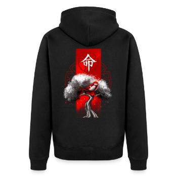 Asiatisch Koi Geisha Japan - Unisex Premium Bio Zip Hoodie - Schwarz - Hinten - Nico (187cm)