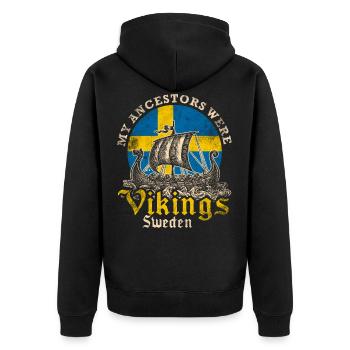 Schwedischer Wikinger - Unisex Premium Bio Zip Hoodie - Schwarz - Hinten - Nico (187cm)