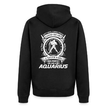 Sternzeichen Wassermann - zodiac aquarius - Unisex Premium Bio Zip Hoodie - Schwarz - Hinten - Nico (187cm)