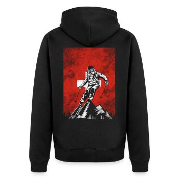 Switzerland skiing - Unisex Premium Organic Zip Hoodie - black - Back - Nico (187cm)