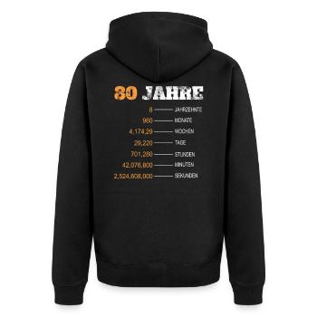 80 Geburtstag 80 Jahre 80er Geburtstag Geschenk - Unisex Premium Bio Zip Hoodie - Schwarz - Hinten - Nico (187cm)