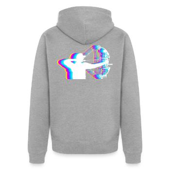 Bogenschiessen - Unisex Premium Bio Zip Hoodie - Grau meliert - Hinten - Nico (187cm)