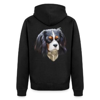 King Cavalier dog - Unisex Premium Organic Zip Hoodie - black - Back - Nico (187cm)
