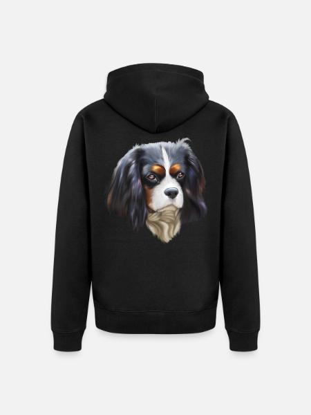King Cavalier dog - Unisex Premium Organic Zip Hoodie - black
