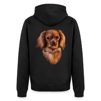 King Cavalier dog - Unisex Premium Organic Zip Hoodie - black - Back - Nico (187cm)