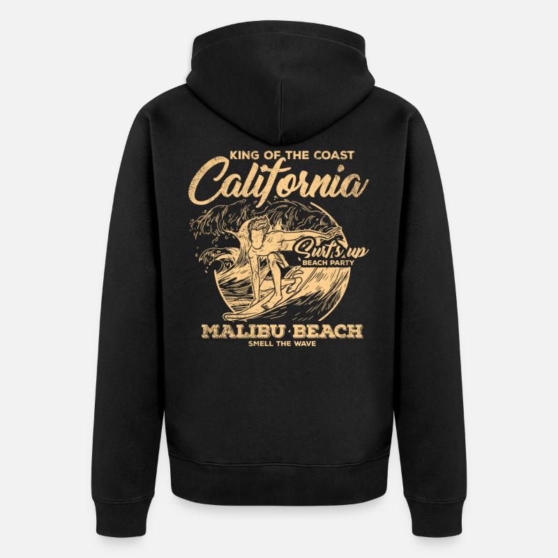 Surfeurs californiens - Veste à capuche bio Premium Unisexe - noir