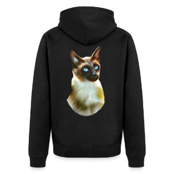 Portrait de chat siamois - Veste à capuche bio Premium Unisexe - noir - Dos - Nico (187cm)