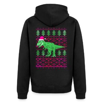 Funny Santa T-Rex - Unisex Premium Organic Zip Hoodie - black - Back - Nico (187cm)