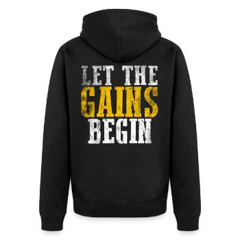 Lustiger Gym Spruch - Unisex Premium Bio Zip Hoodie - Schwarz - Hinten - Nico (187cm)