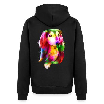 Portrait de lévrier - Veste à capuche bio Premium Unisexe - noir - Dos - Nico (187cm)