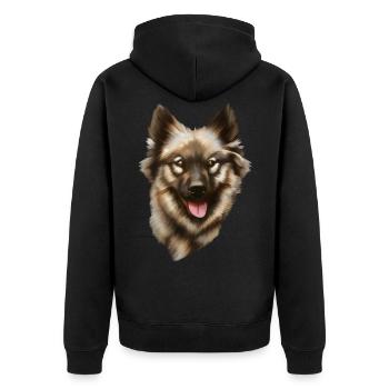 Eurasier Hund - Unisex Premium Bio Zip Hoodie - Schwarz - Hinten - Nico (187cm)