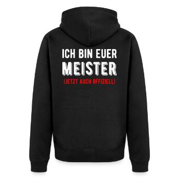 Meister Meisterprüfung Meisterbrief Geschenk - Unisex Premium Bio Zip Hoodie - Schwarz - Hinten - Nico (187cm)