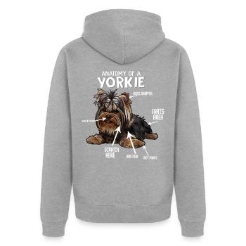 Yorkshire Terrier - Unisex Premium Organic Zip Hoodie - heather grey - Back - Nico (187cm)