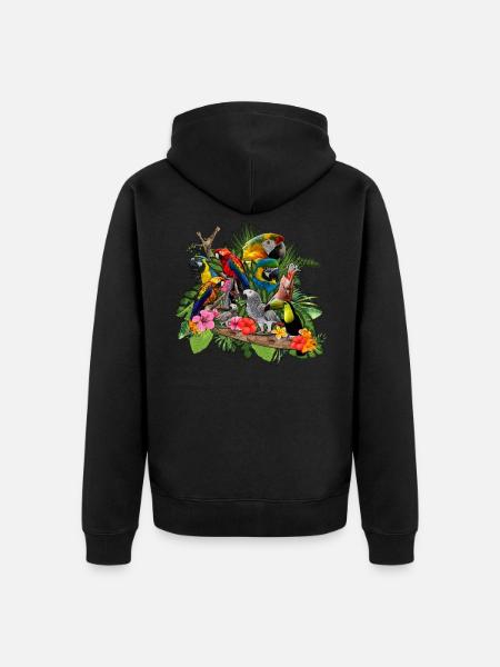 Parrot parakeet - Unisex Premium Organic Zip Hoodie - black