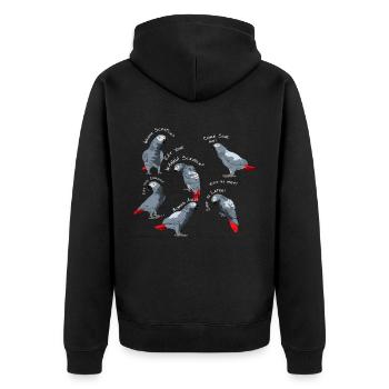 Énonciations de perroquet gris d'Afrique - Veste à capuche bio Premium Unisexe - noir - Dos - Nico (187cm)