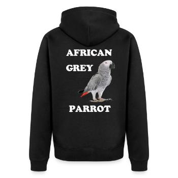 Graupapagei - Unisex Premium Bio Zip Hoodie - Schwarz - Hinten - Nico (187cm)